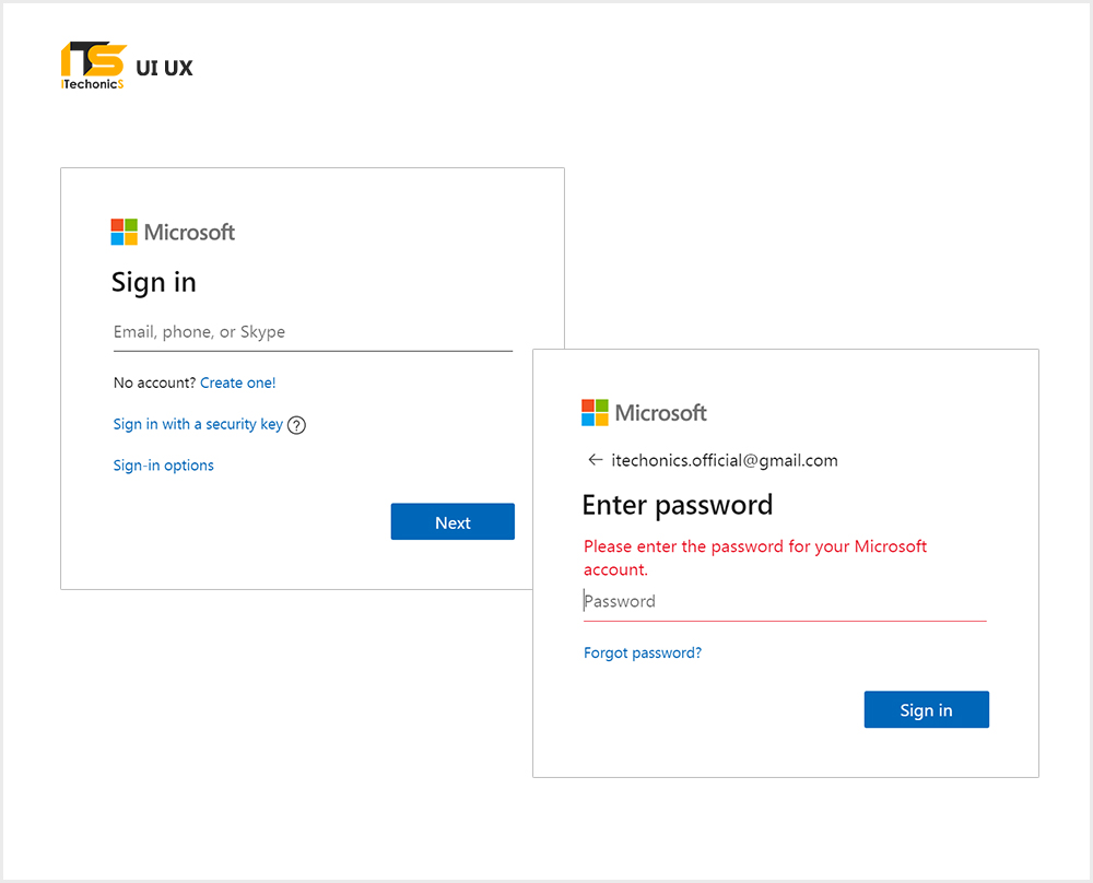 Microsoft Outlook login with text
